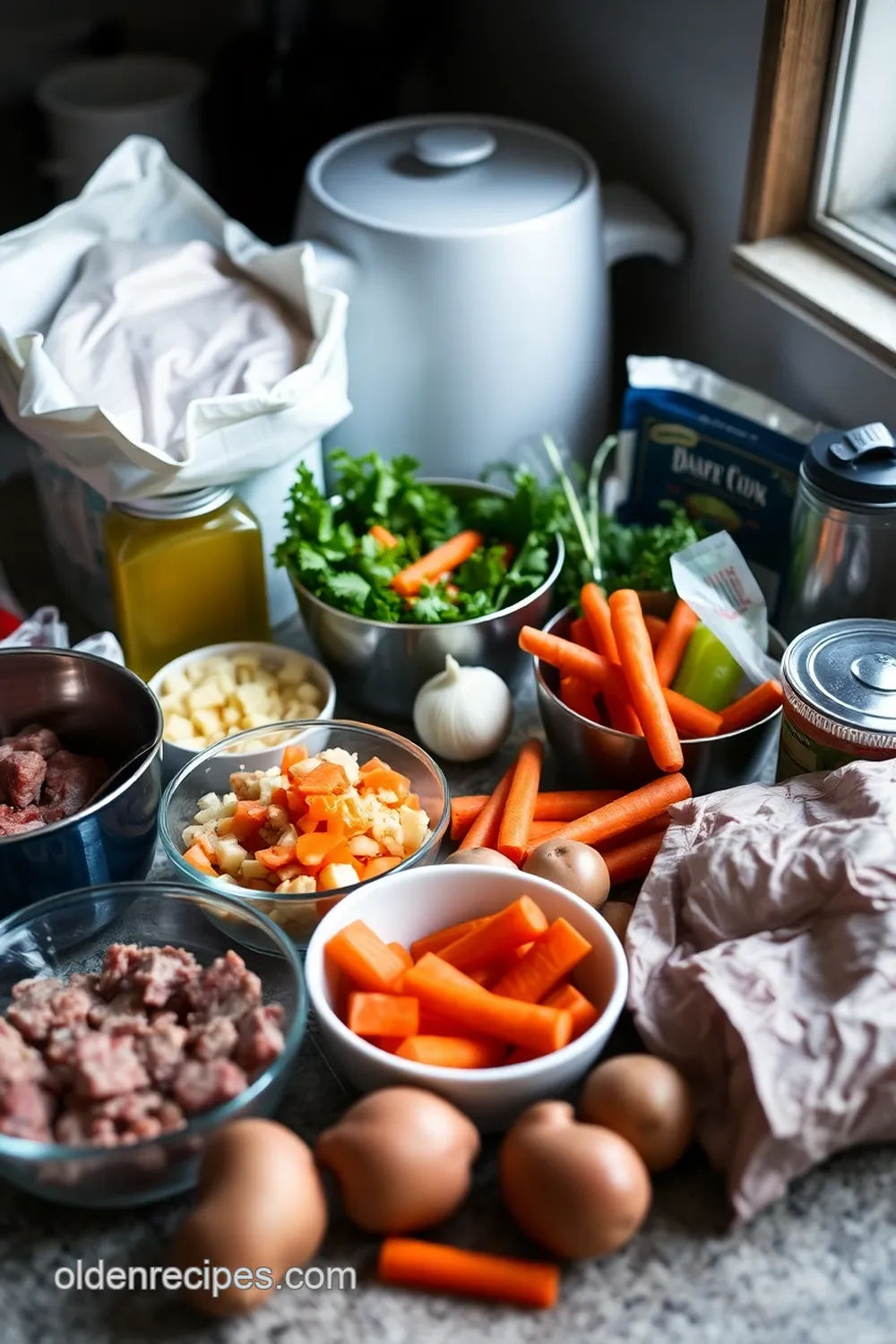 savory beef tripe stew with aromatic-spices ingredients